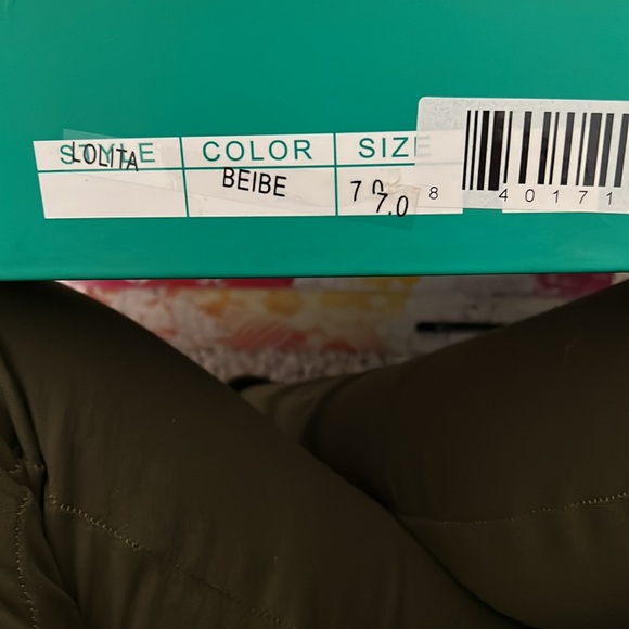 Lauren Lorraine new never worn beige bling open toe booties size 7 - Picture 4 of 4